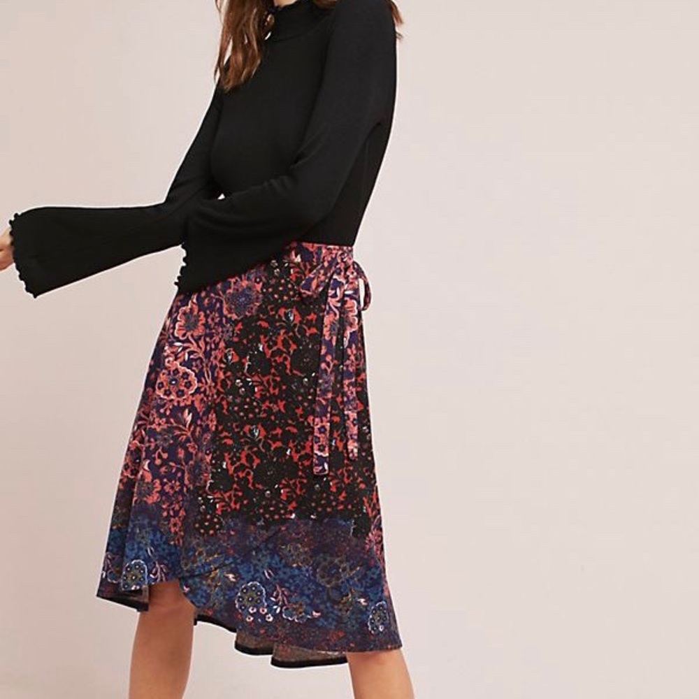 Anthropologie | Maeve Floral Wrap Skirt